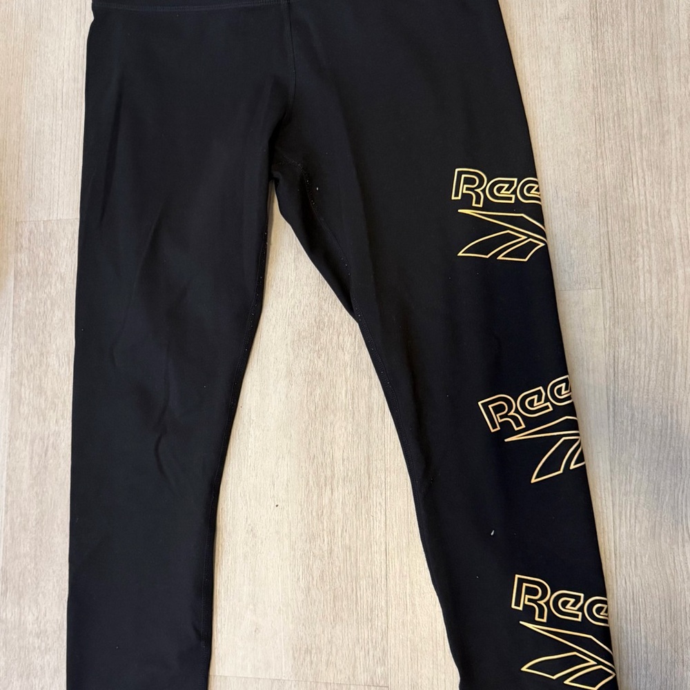 Reebok Black and Gold Leggings